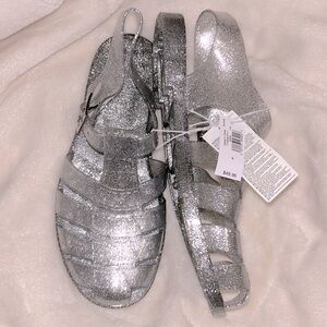 New! Gap Fisherman Sandals Clear Silver Glitter Cage Jelly Shoes size 6